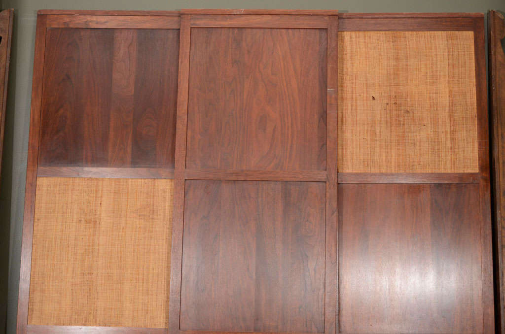 American Three Solid Walnut Panels with Cane Inserts