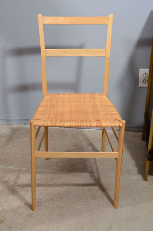 Gio Ponti superleggera chair with caned seat.