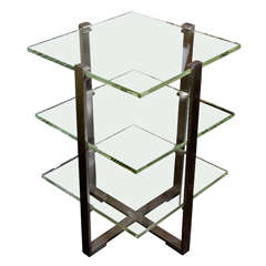 Glass end table with chrome base, Paul Frankl, American 1940s