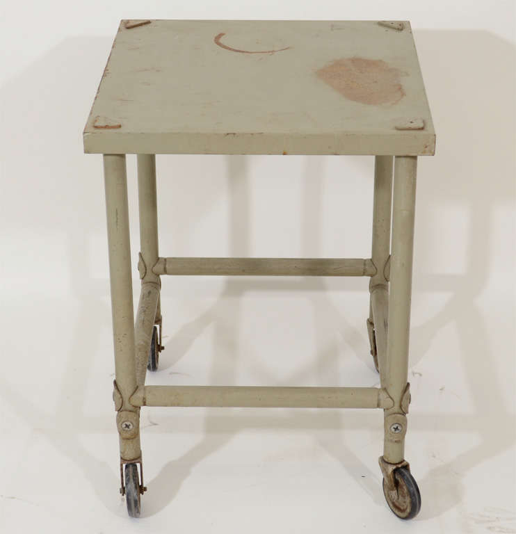 White painted, steel cart on castors by Rene Herbst, French, 1940s