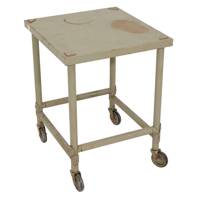 Steel rolling cart by Rene Herbst, French 1940s For Sale