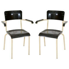 Bakelite and iron chairs by Rene Herbst, French c. 1950
