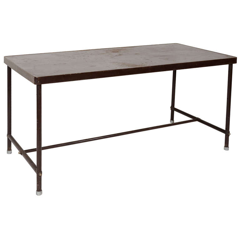 Painted steel desk by Rene Herbst, French 1940s