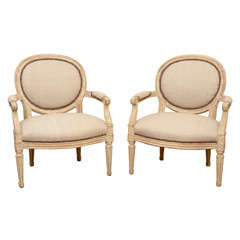 Pair of French Chauffeuses in the Louis XVI Taste