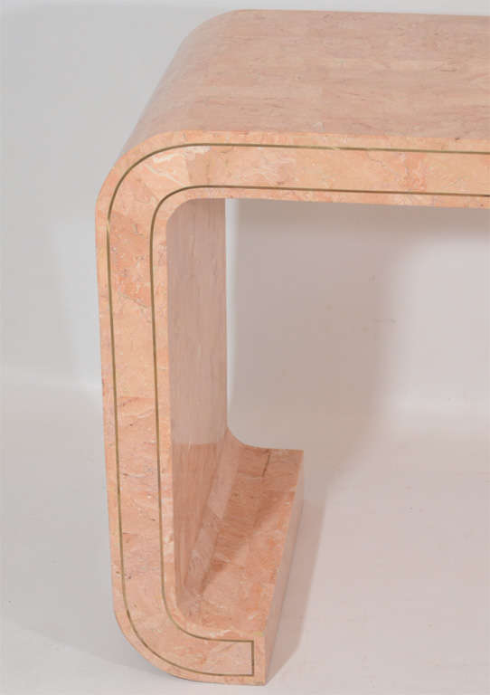 Hollywood Regency Console Table in Tessellated Coral by Maitland Smith For Sale