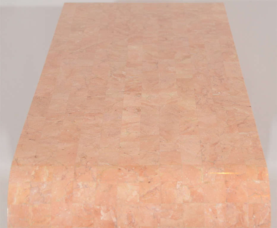 Brass Console Table in Tessellated Coral by Maitland Smith For Sale