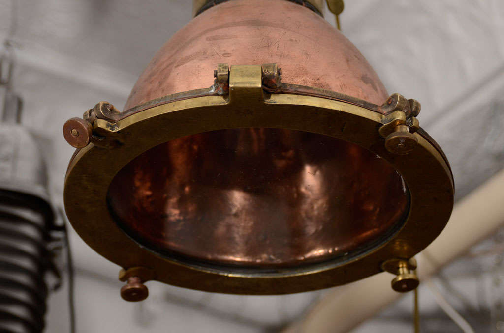 20th Century Set of Five Copper and Brass Nautical Pendant Lights