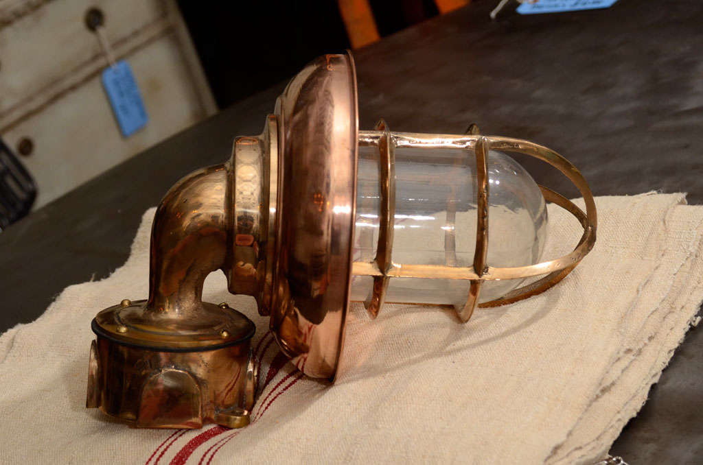 Pair of Dutch Copper and Brass Nautical Sconces