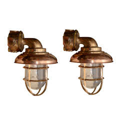 Pair of Dutch Copper and Brass Nautical Sconces