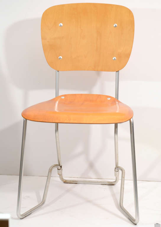 Swiss Folding and Stacking Wirth Chairs