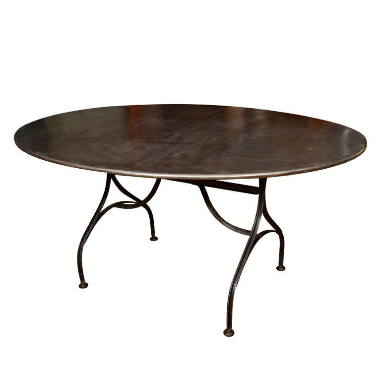 French Metal Top Oval Table at 1stdibs