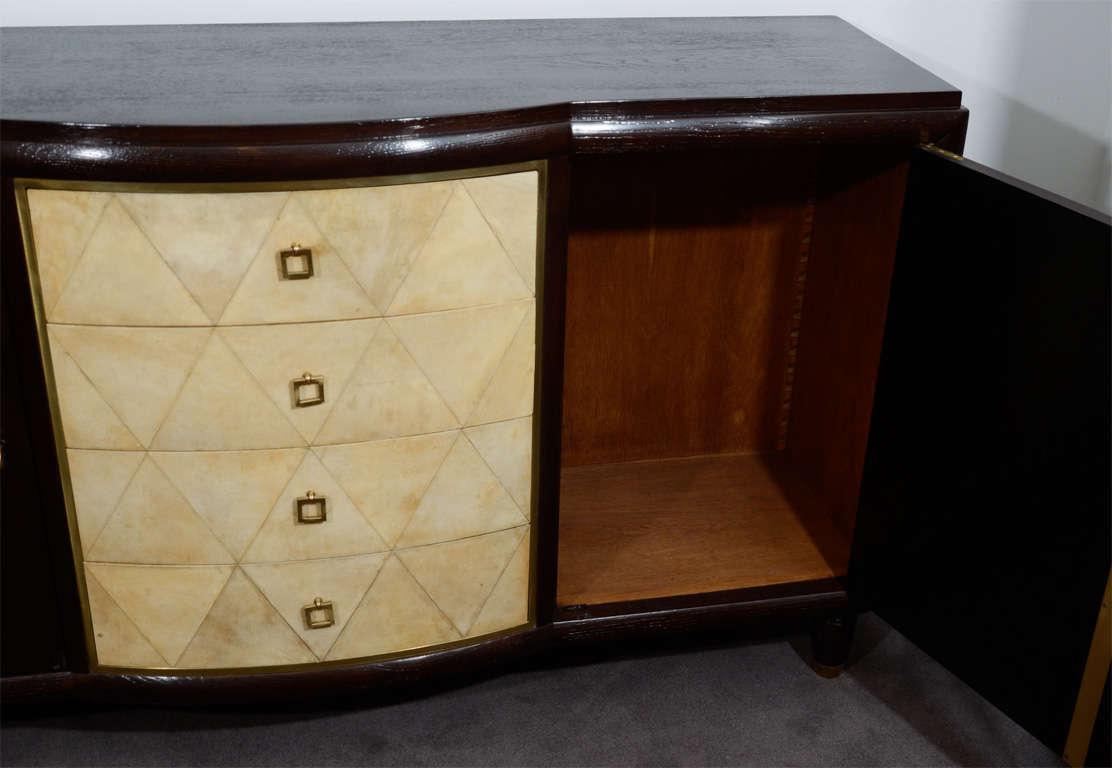 Contemporary Fine Art Deco Stained Oak and Parchment Cabinet