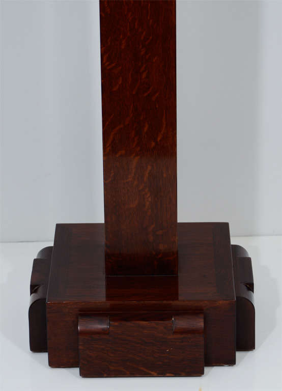 Polished Charles Dudouyt, Art Deco Oak Pedestal, France, C. 1940 For Sale