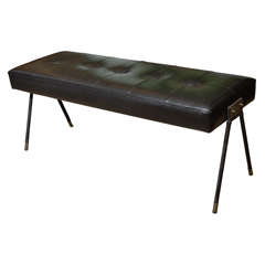 Leather bench by Jacques Adnet