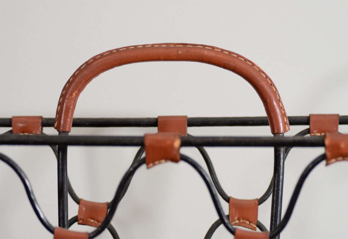 Leather Jacques Adnet Magazine Holder