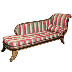 Rare Regency Black Painted and Gilt Daybed in the Manner of George Smith