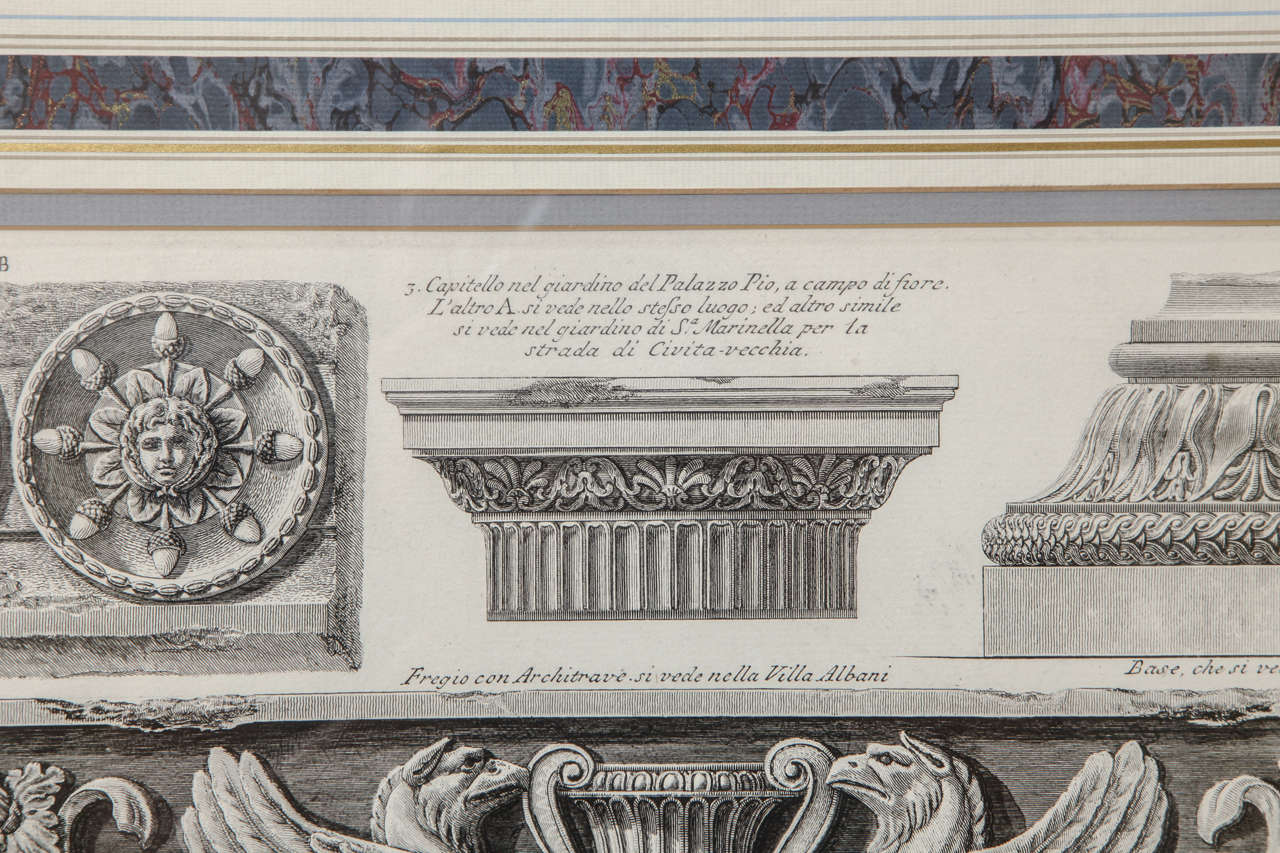 Framed Piranesi Etching of Ornamental Frieze 1