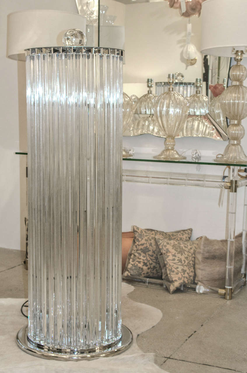 Chrome Huge Pair of Venini Style Prism Floor Lamps