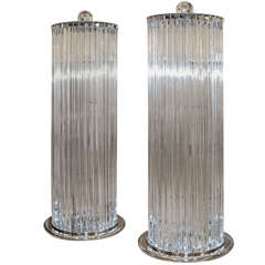 Huge Pair of Venini Style Prism Floor Lamps