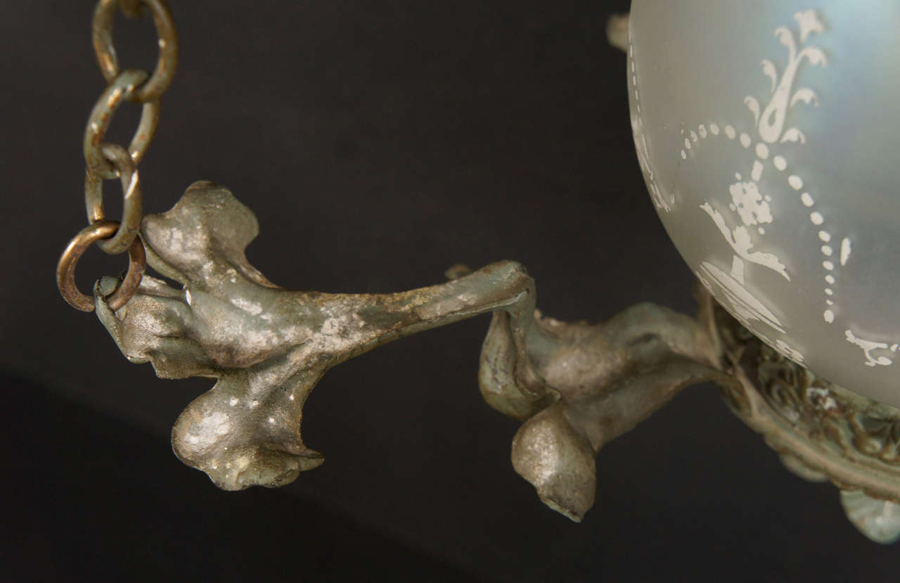  Vintage 1920's Neoclassical  Bronze Chandelier For Sale 2