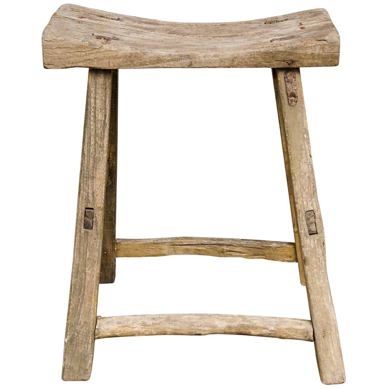 18th Century Chinese Weathered Elm Stool