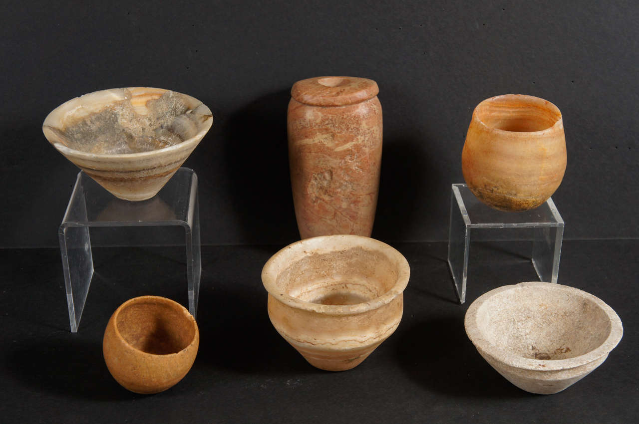 Egyptian A Collection of Ancient Alabaster, Marble and Limestone Vessels