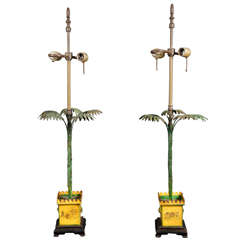 A  Pair of Tole Palm Tree Lamps From the Estate of Brook Astor