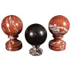 Vintage Collection of Italian Specimen Marble Spheres on Stands