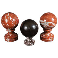 A Decorative Collection of Italian Specimen Marble Spheres on Stands 6