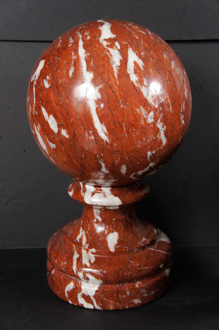 Collection of Italian Specimen Marble Spheres on Stands In Good Condition For Sale In Hudson, NY