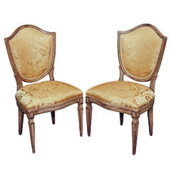 Pair of English Sheraton Period Painted Shieldback Chairs