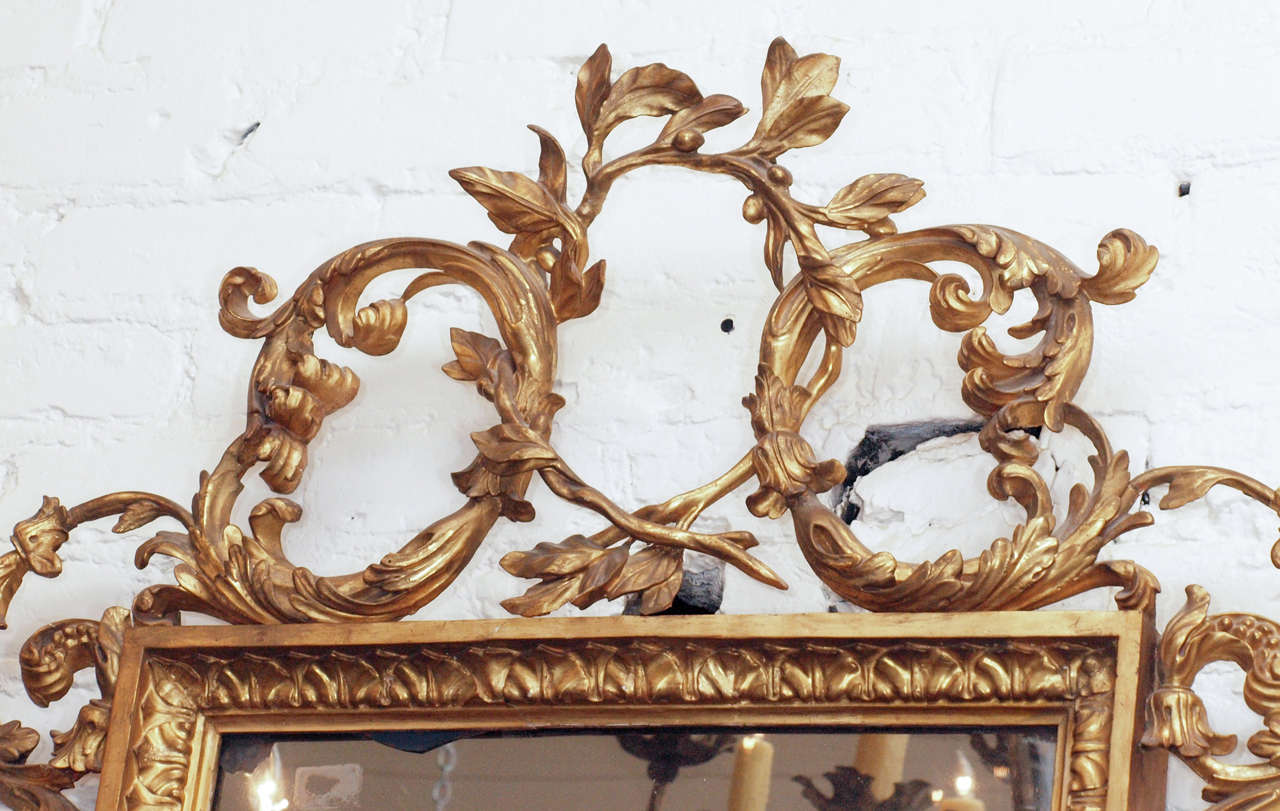Carved Italian Louis XV Giltwood Mirror For Sale