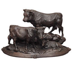 Exceptional Black Forest Bovine Group Carving
