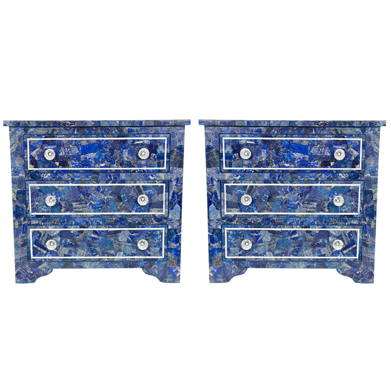 Indian Lapis Lazuli Overlay Side Tables