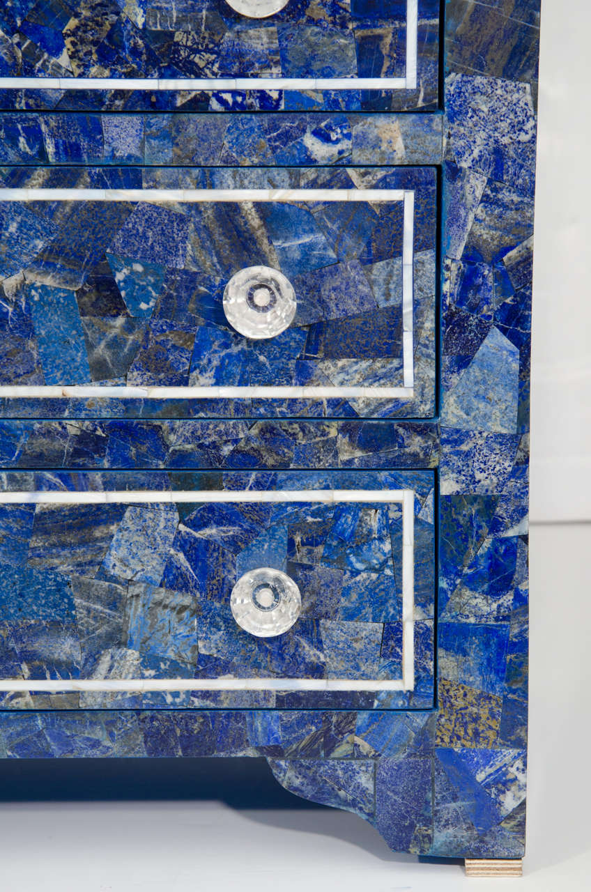 Indian Lapis Lazuli Overlay Side Tables In Good Condition In New York, NY