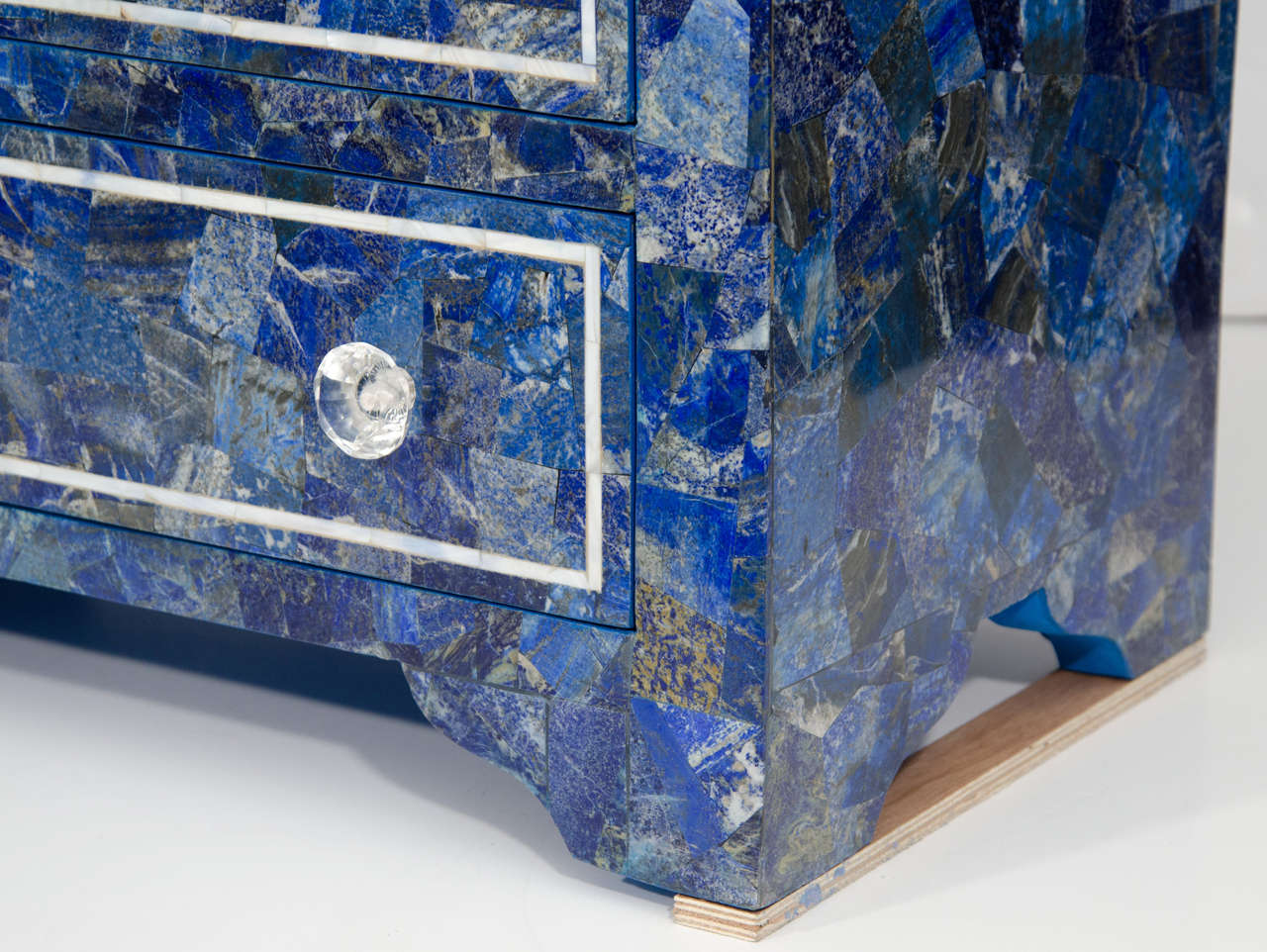 20th Century Indian Lapis Lazuli Overlay Side Tables