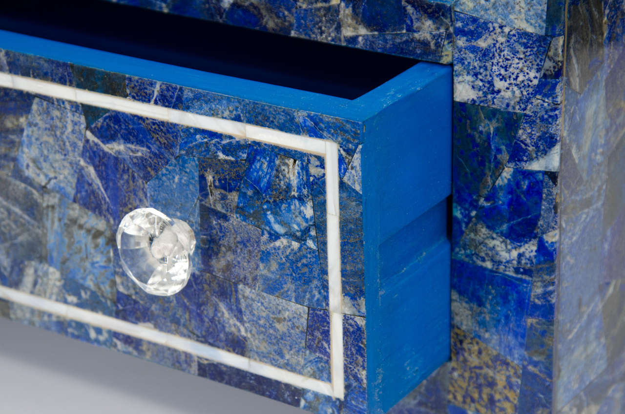 Indian Lapis Lazuli Overlay Side Tables 1