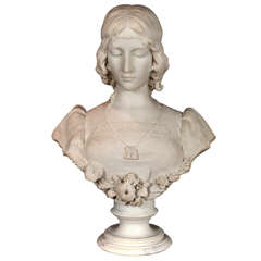 White Statuario Marble Bust of a Young Woman