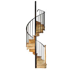 Antique Oak And Iron Staircase 