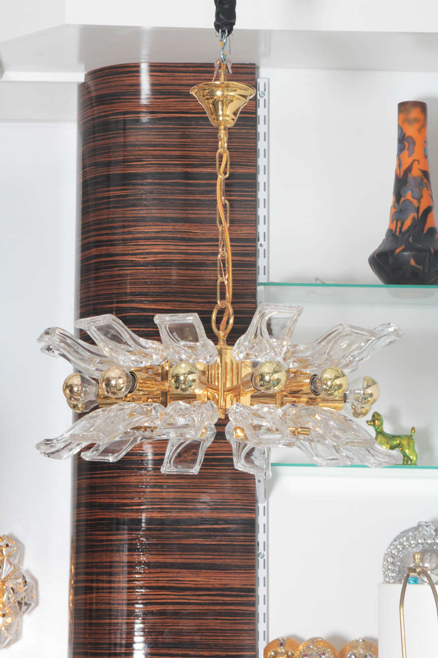 Orrefors Stylized Flower Crystal Chandelier