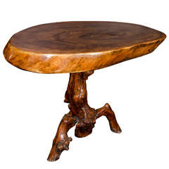 Organic Wood Occasional Table with Slab Top in the Style of George Nakashima