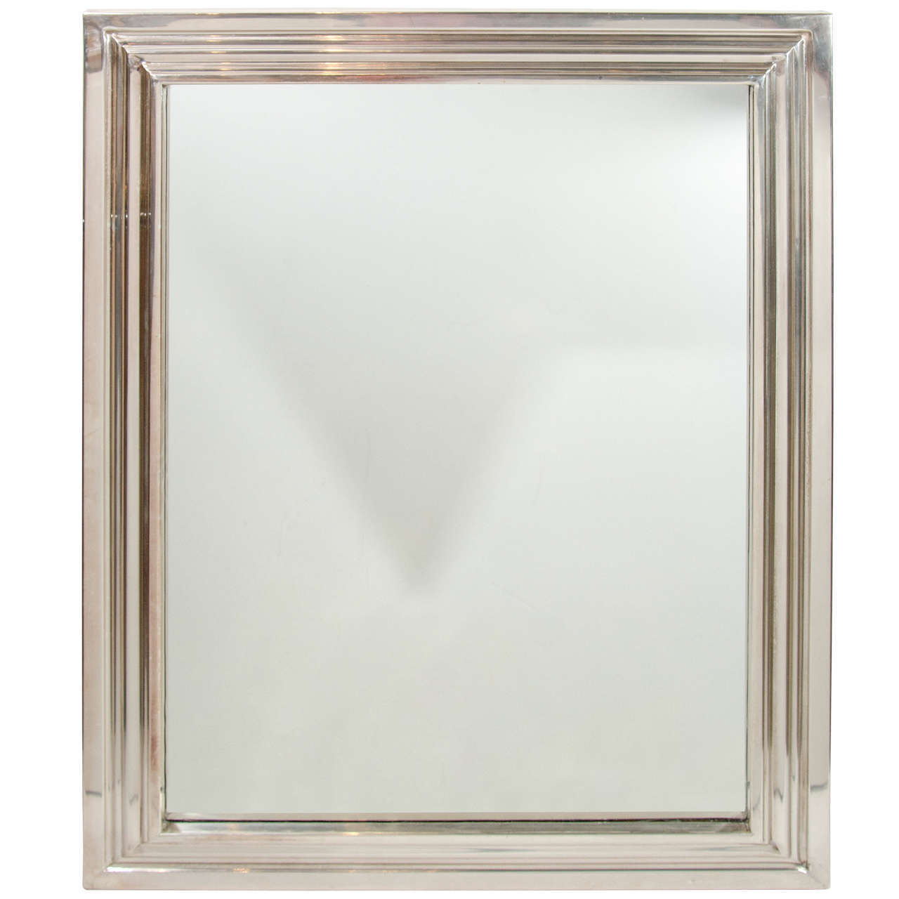 Elegant Chrome Mid-Century Modern Mirror with Triple Border Design