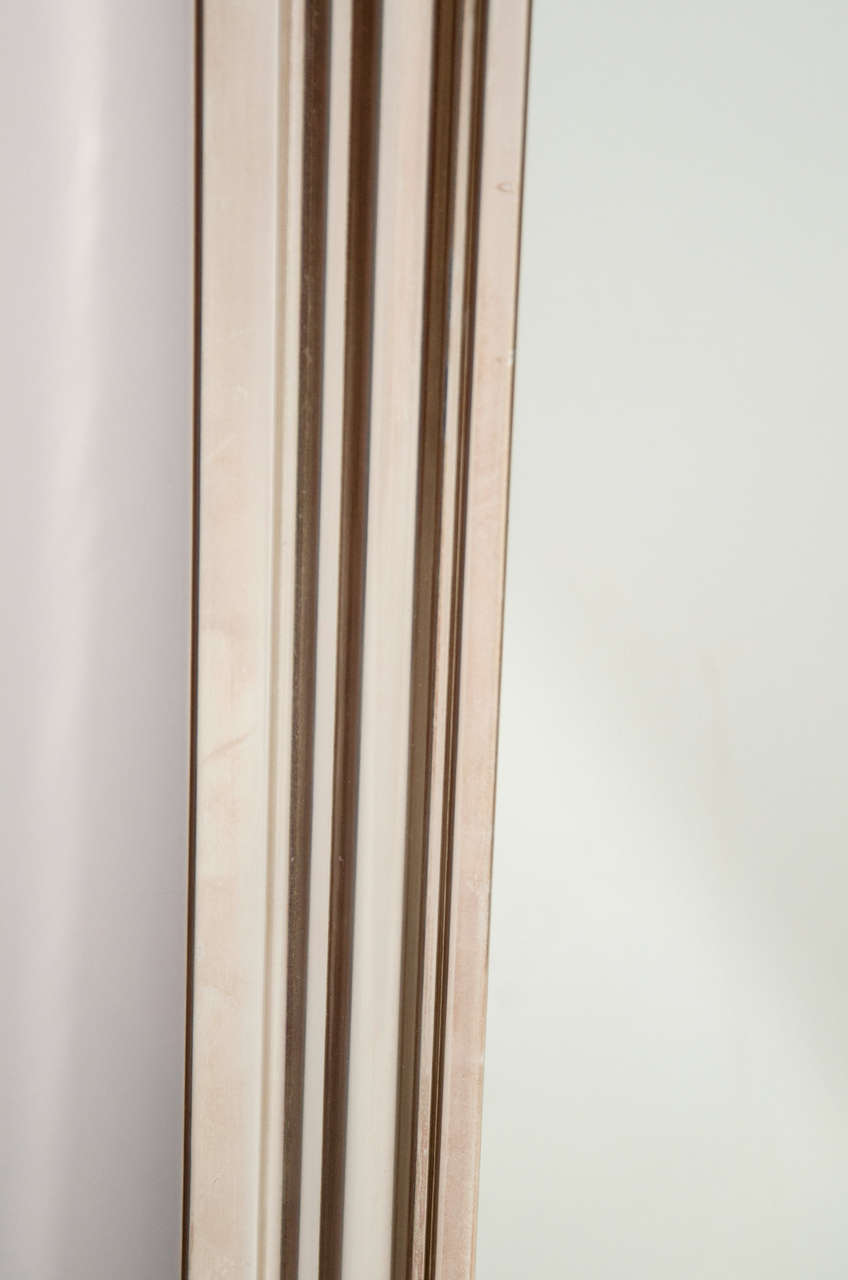 American Elegant Chrome Mid-Century Modern Mirror with Triple Border Design