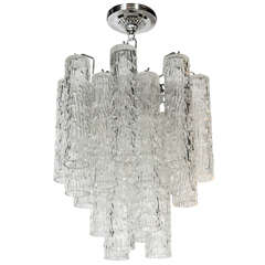 Modernist Chandelier with Stylized Murano Glass Cylinders by Venini