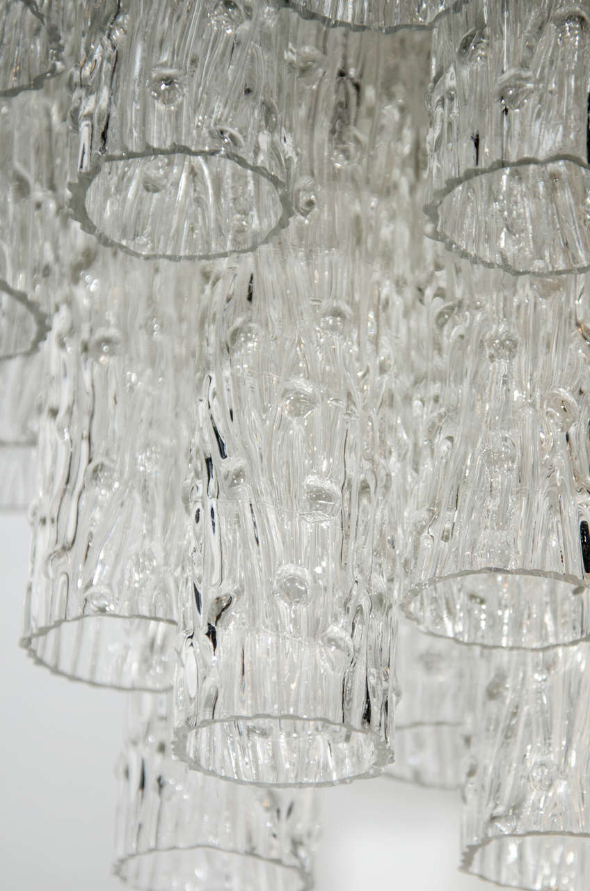 Modernist Chandelier with Stylized Murano Glass Cylinders by Venini 1