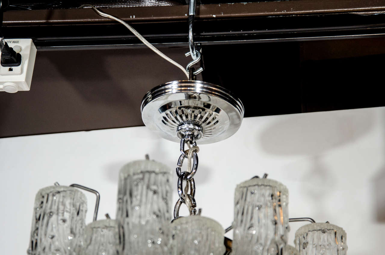 Modernist Chandelier with Stylized Murano Glass Cylinders by Venini 2
