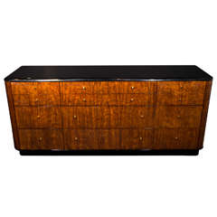 Art Deco Style Streamline Dresser in Book Matched Mahogany Designed by Drexel