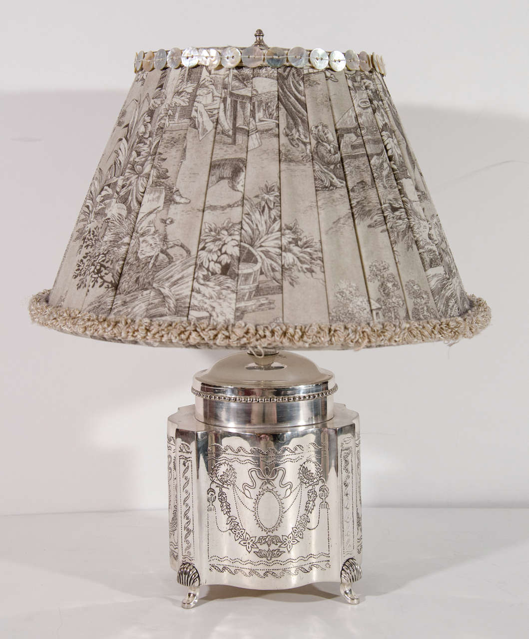 Pair of Victorian Style Repousse Silver Plated Boudoir Lamps