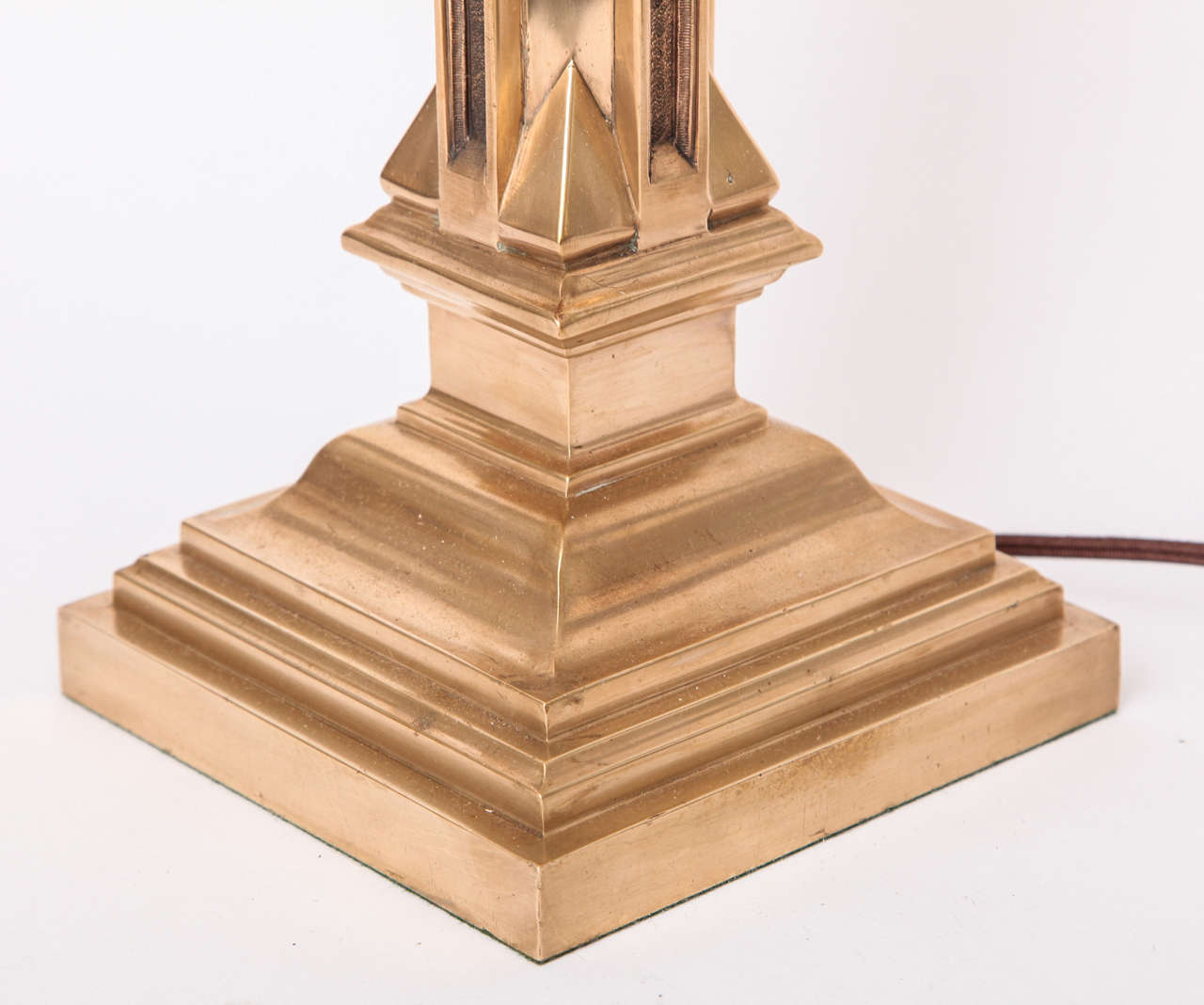 20th Century 1920s Art Deco Gothic Modern Polished Brass Table Lamp