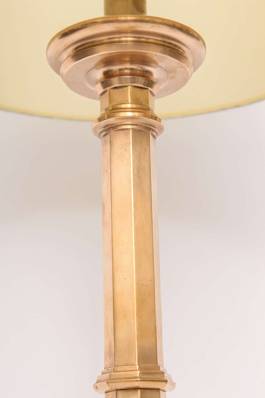 1920s Art Deco Gothic Modern Polished Brass Table Lamp 3